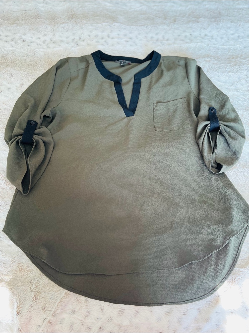 Moa Moa Olive Tunic with Black Trim